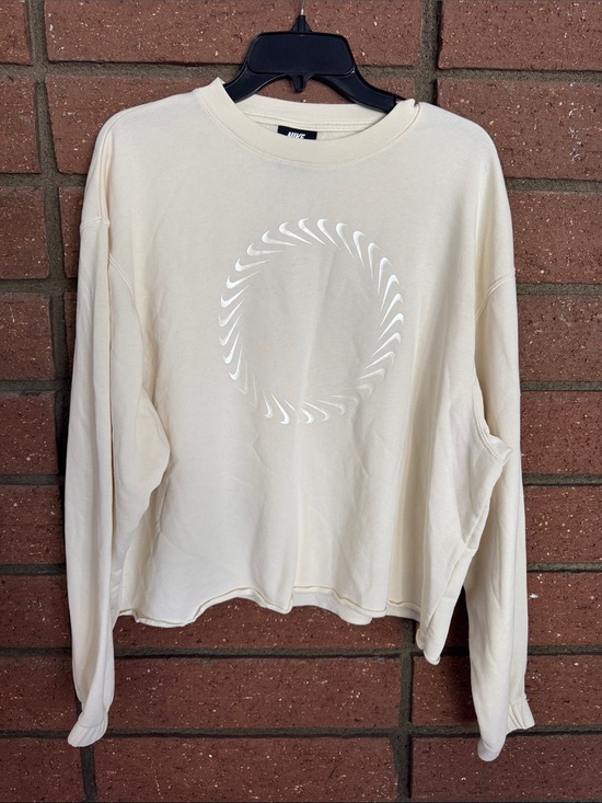 Nike Tops - Nike Cream Crewneck Sweatshirt with Subtle Reflective Swoosh Circle